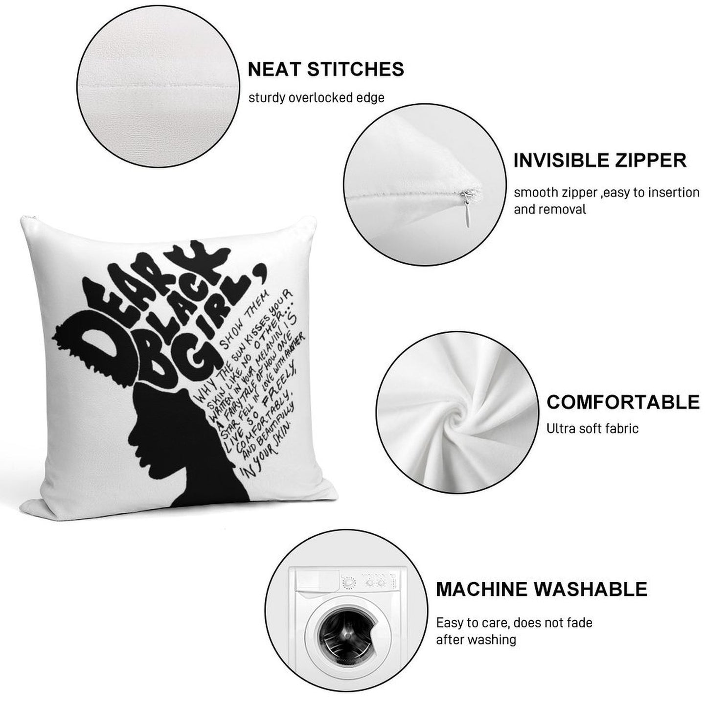 Dear Black Girl Soft Anti-Pilling Throw Pillow