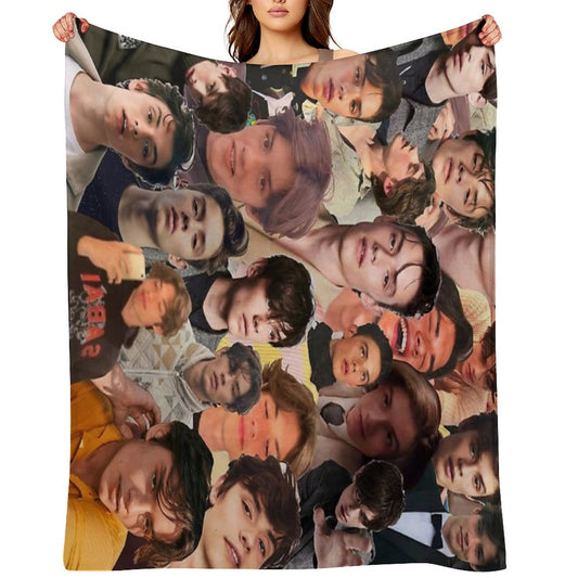 Louis Partridge Photo Collage Throw Blanket