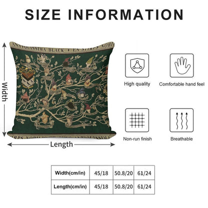 Noble House of Black Family Tree Soft Washable Throw Pillow