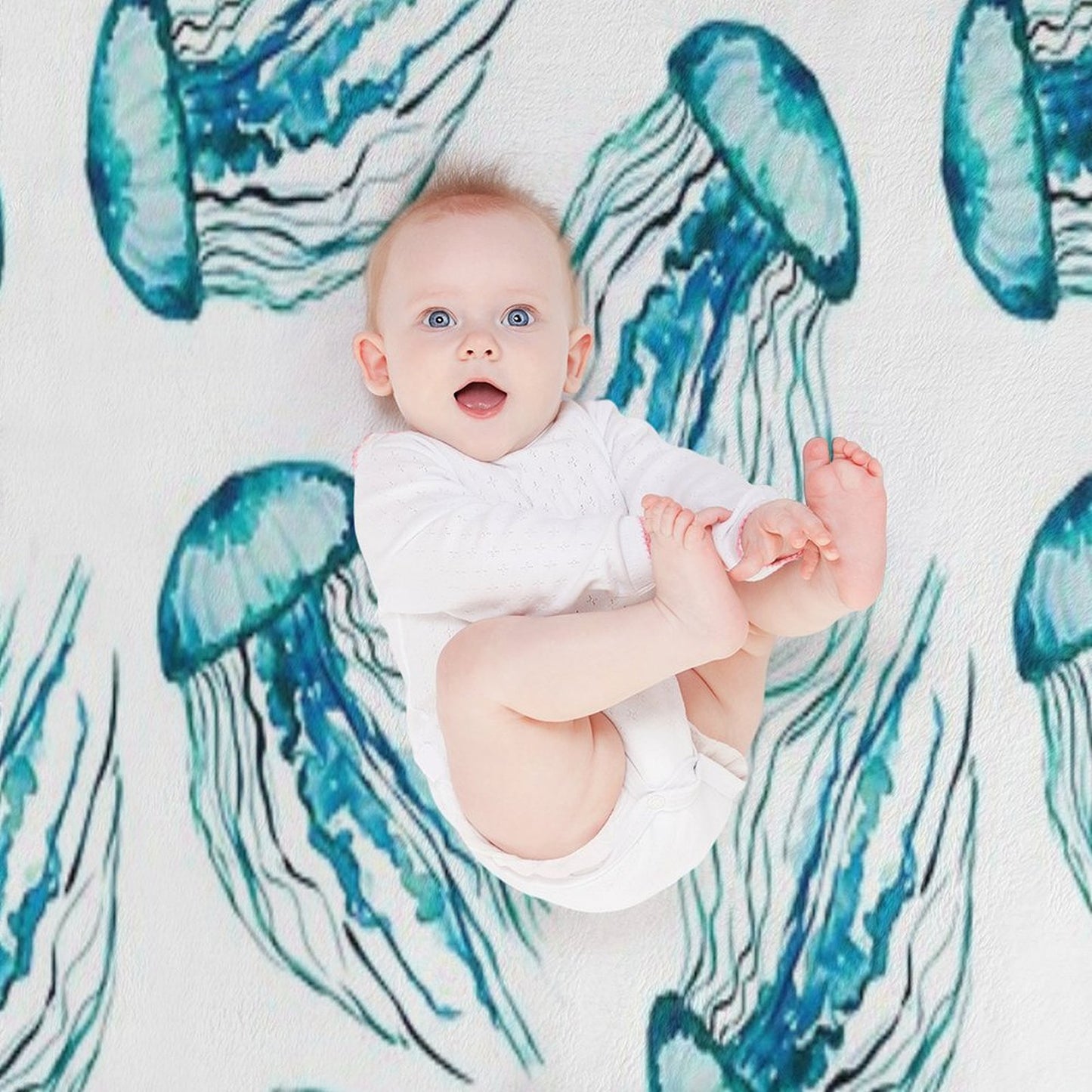 Watercolor Jellyfish Throw Blanket