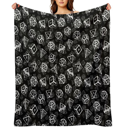D20 Dice Set Pattern (White) Throw Blanket