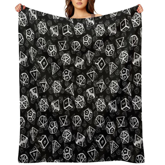 D20 Dice Set Pattern (White) Throw Blanket