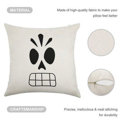 Manny Calavera Linen Throw Pillow Cover