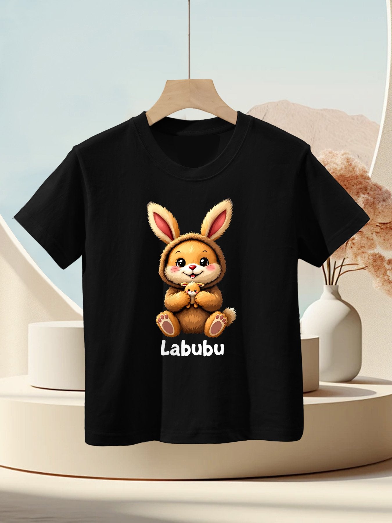 Womens Labubu Cute Funny Monsters Brown Labubu Kids T-Shirt
