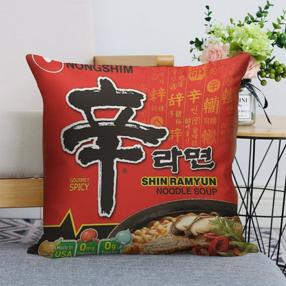Nongshim Shin Ramyun (Spicy) Linen Throw Pillow Cover
