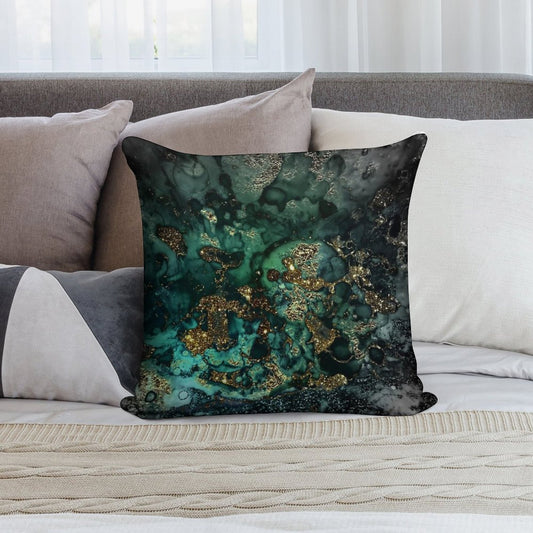 Gold Indigo Faux Malachite Marble Soft Decorative Cover Throw Pillow