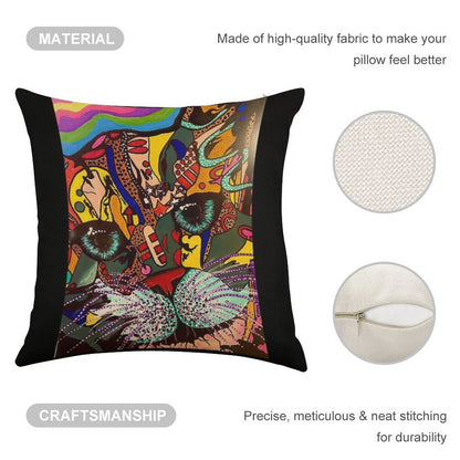 Whiskers Linen Throw Pillow Cover