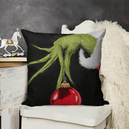 Who Stole Christmas Linen Throw Pillow Cover