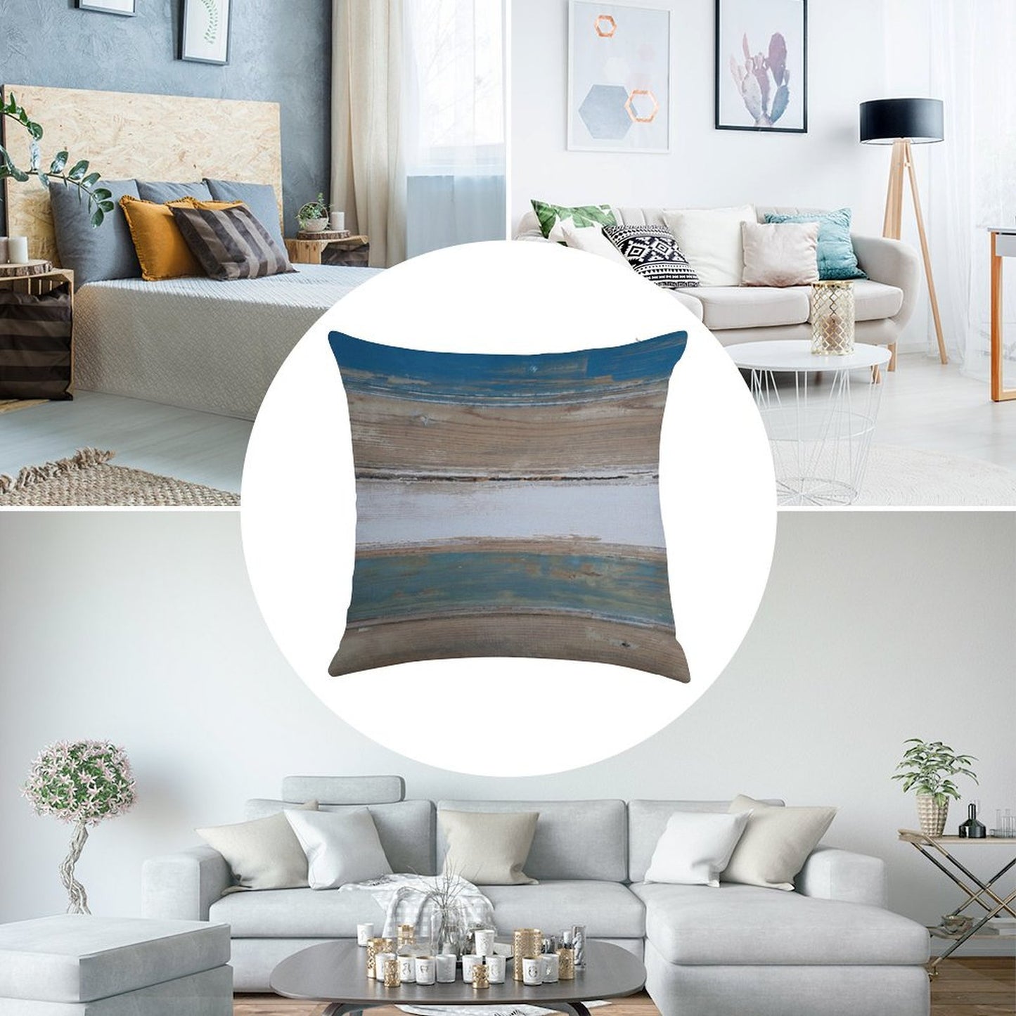 Beach Decor Five Stripes Linen Throw Pillow Cover