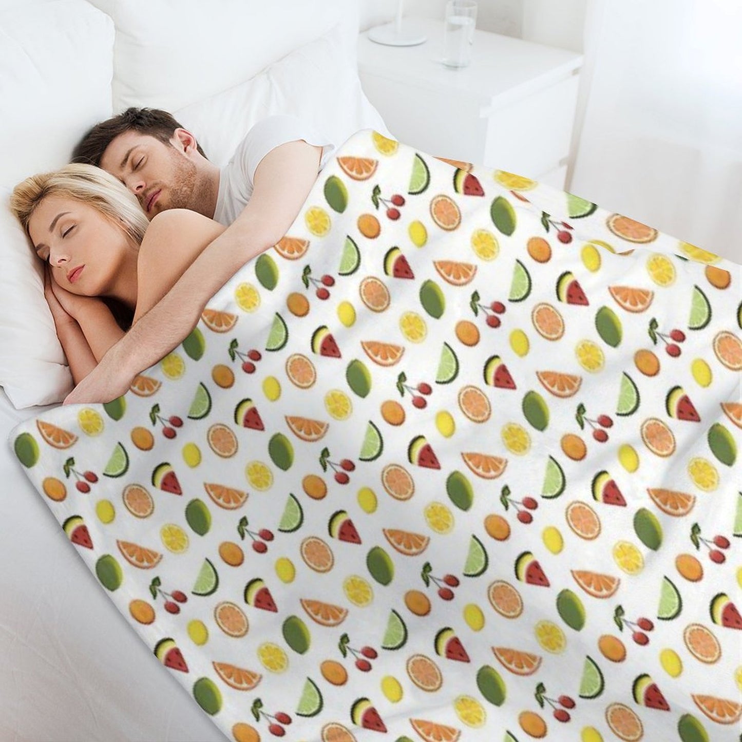 Fresh Fruit, Hand Drawn Fruit, Summer Fruit, Fruit All over Print Throw Blanket