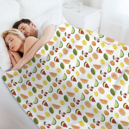Fresh Fruit, Hand Drawn Fruit, Summer Fruit, Fruit All over Print Throw Blanket