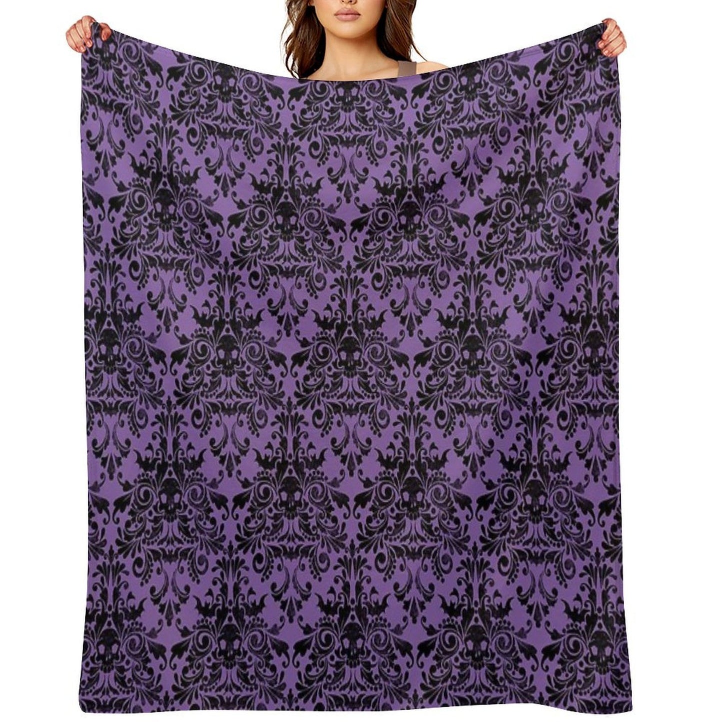 Skull Damask Pattern Throw Blanket