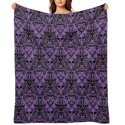 Skull Damask Pattern Throw Blanket