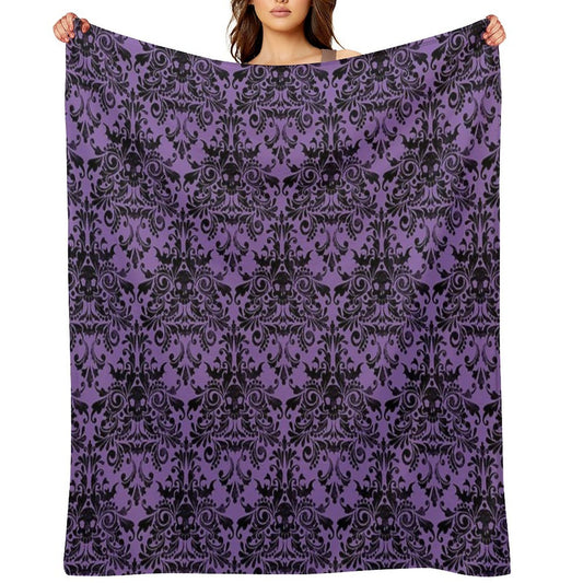 Skull Damask Pattern Throw Blanket