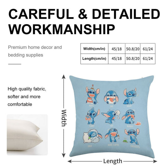 Stitch Emoticon! Linen Throw Pillow Cover