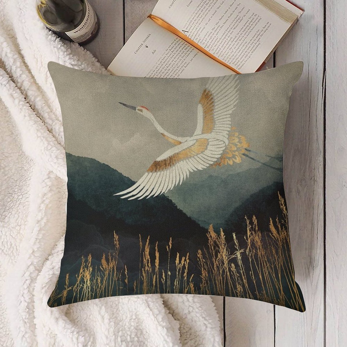 Elegant Flight Linen Throw Pillow Cover