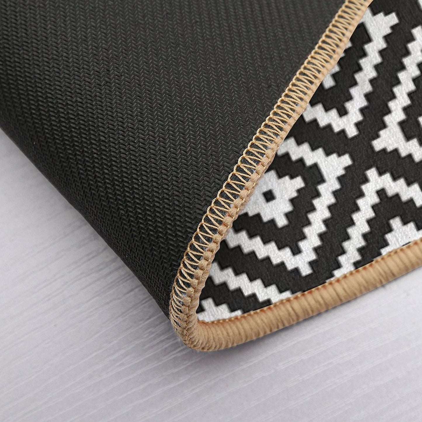 Aztec - White on Black Bath Mat