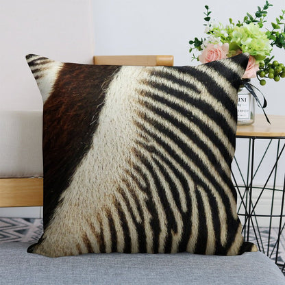 Zebra Caboose Linen Throw Pillow Cover