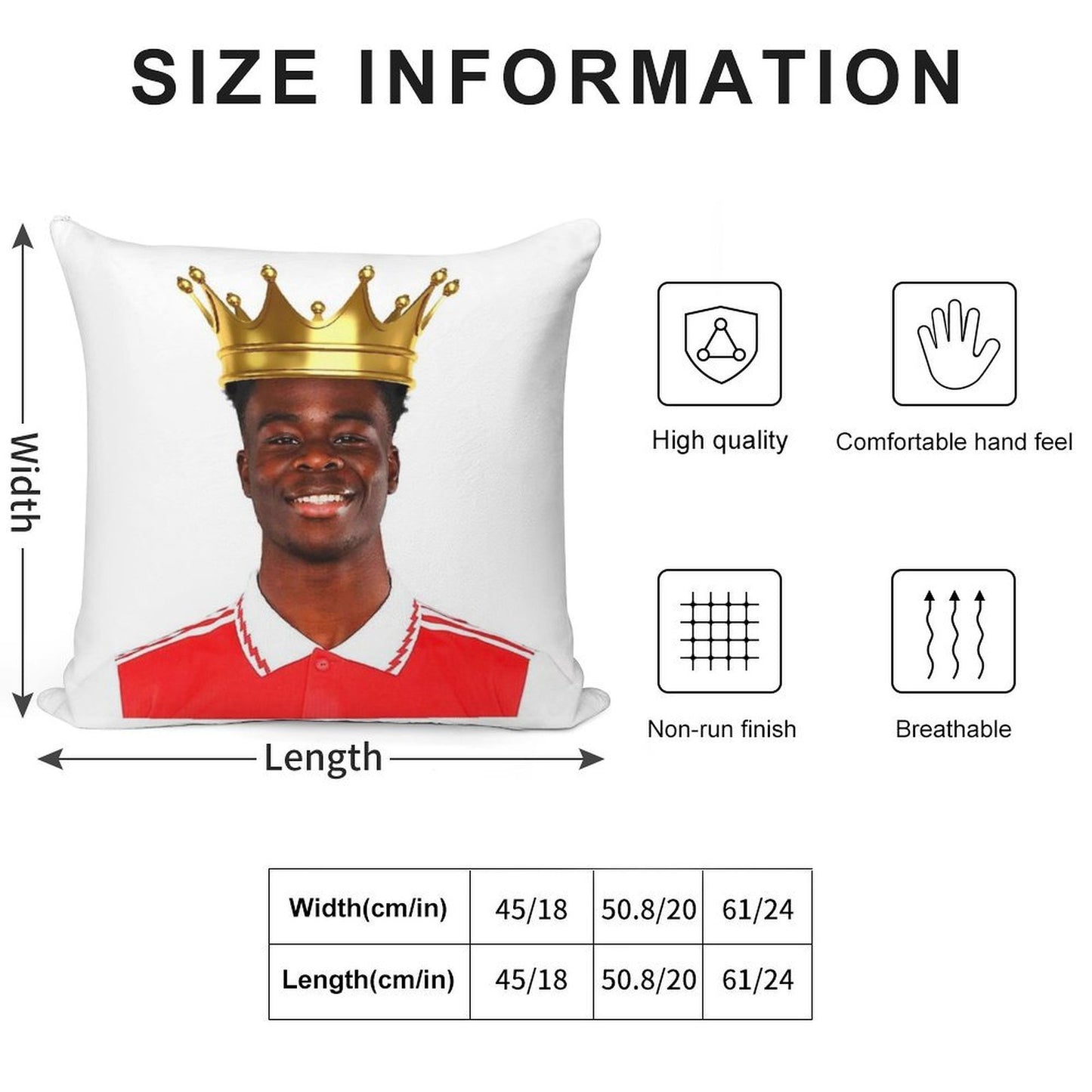 King Bukayo Saka Soft Anti-Pilling Throw Pillow