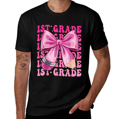 1st Grade Girls Coquette Bow Back To School First Grade  High-quality Stitching T-Shirt