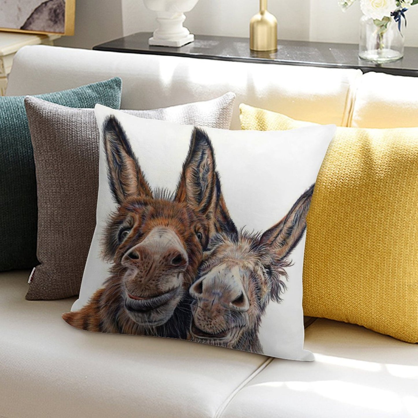 Donkeys - Hee Haw Soft Bedroom Essential Throw Pillow