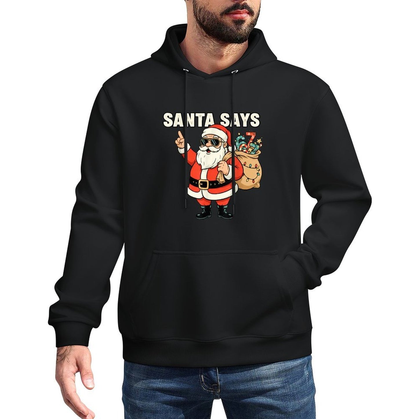Funny Christmas Santa Says 67 Six Seven Meme Customizable Surface Hoodie