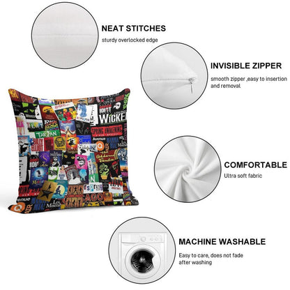 Musicals Collage II Original Soft Fade-Resistant Throw Pillow