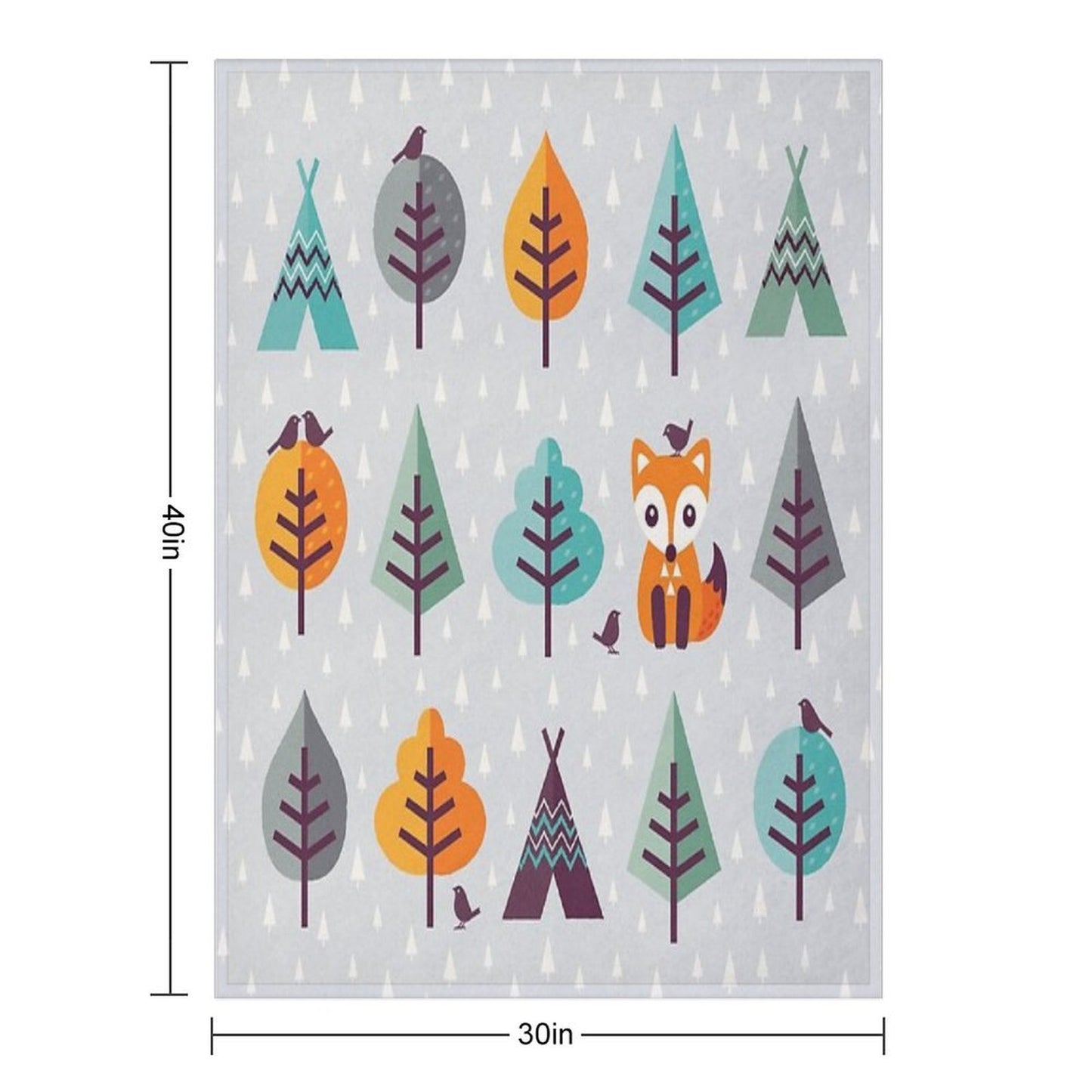 Fox in The Forest on Gray Throw Blanket