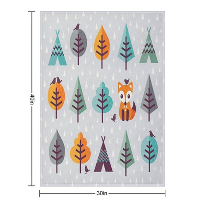 Fox in The Forest on Gray Throw Blanket