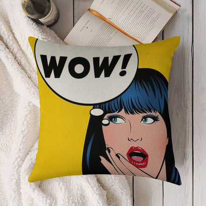 Pop Art - Wow Apron Backpack Etc Linen Throw Pillow Cover