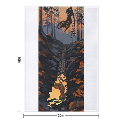 Retro Styled Mountain Biking Dirt Jumper Sunset Throw Blanket