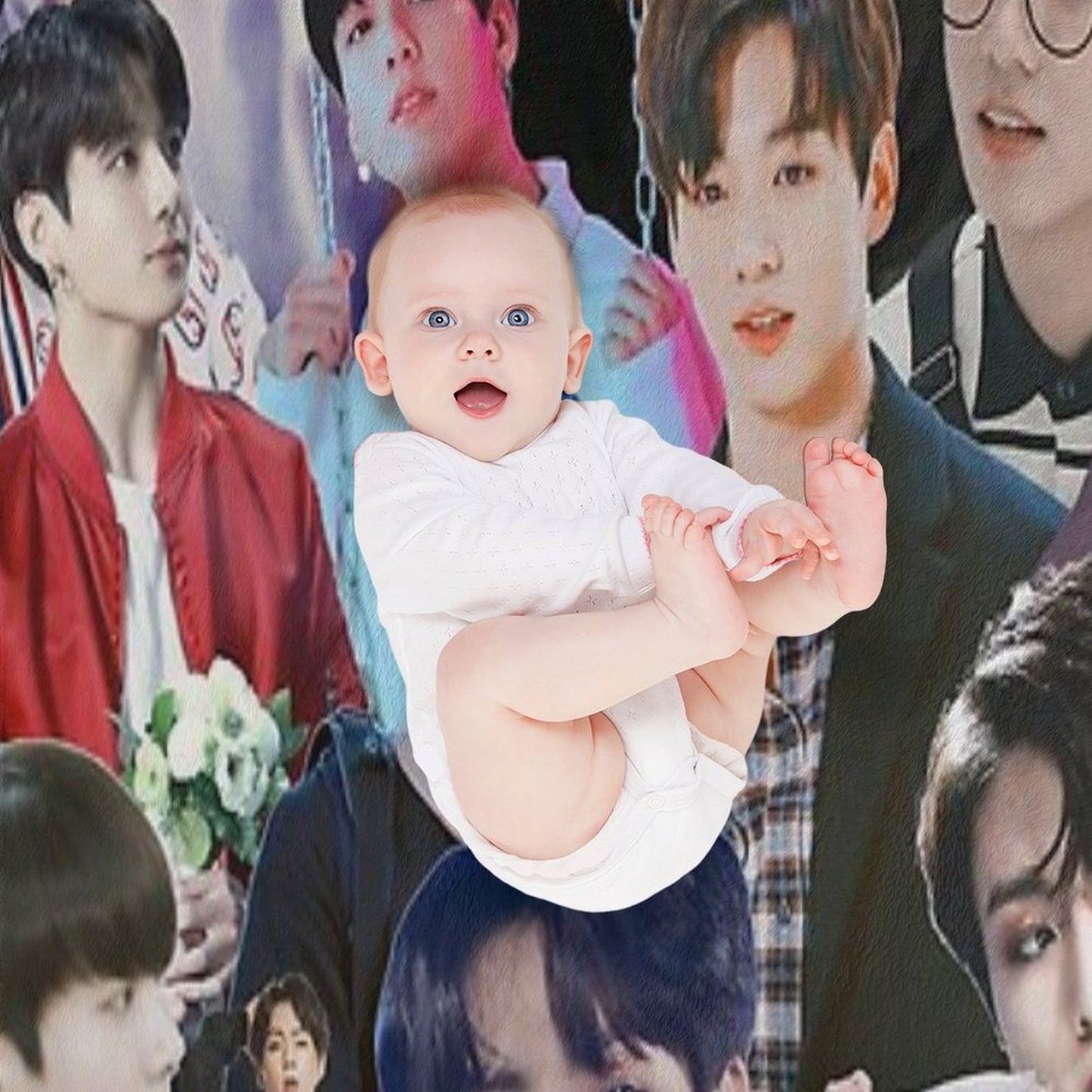 Jungkook BTS Collage Throw Blanket
