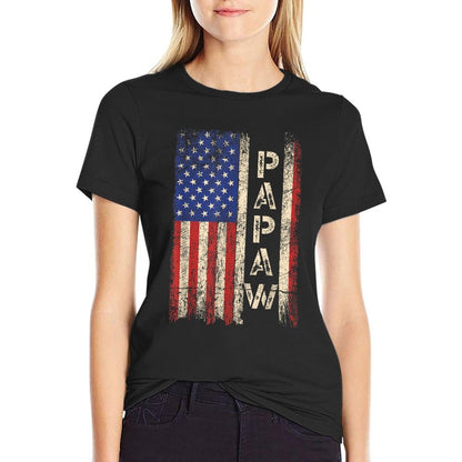 Papaw Grandpa US American Flag Shirt Grandfather Day T-Shirt