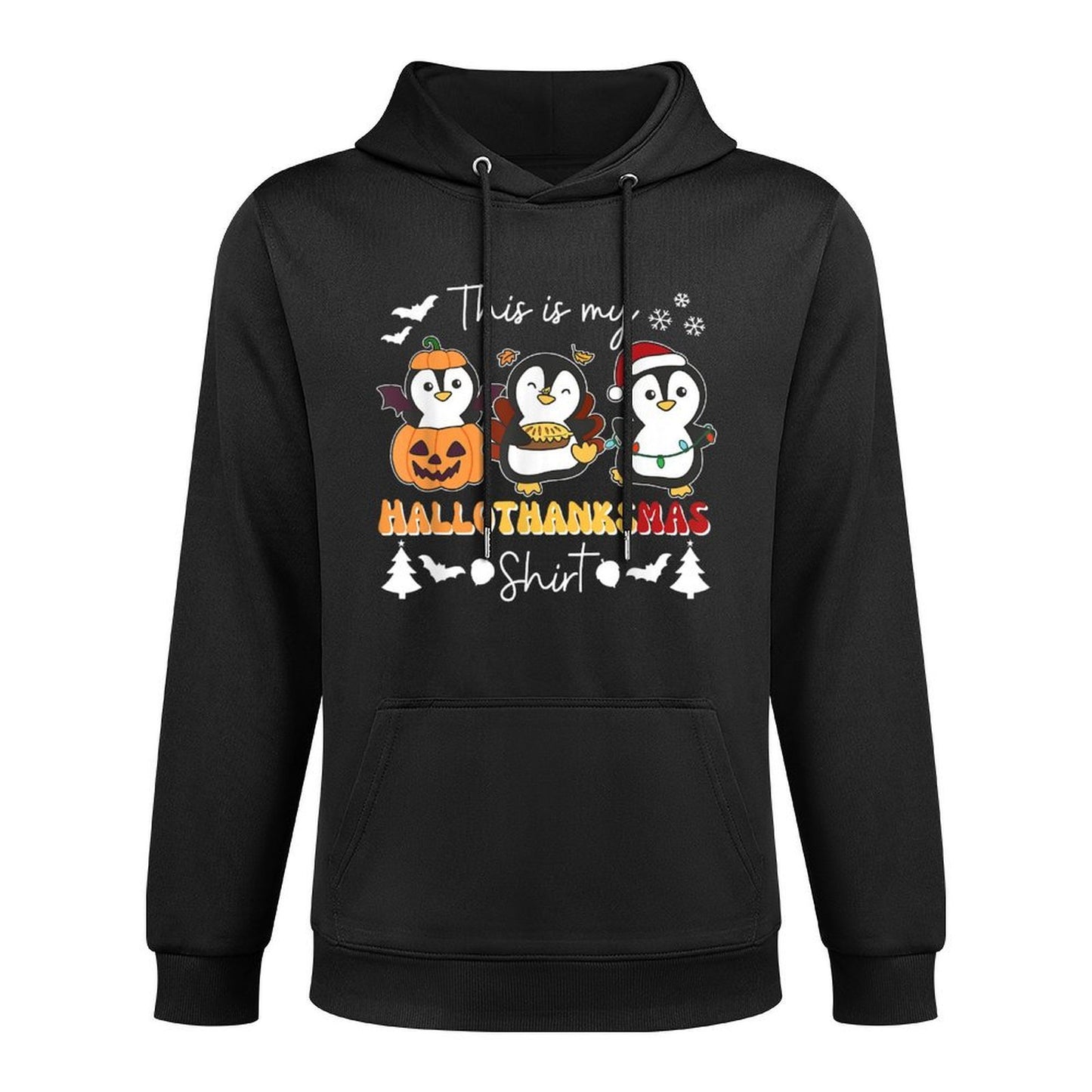 Penguin Christmas Halloween This Is My Hallothanksmas All-Day Comfort Hoodie