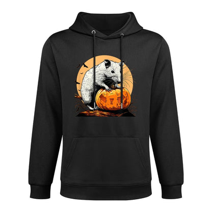 Halloween Night Fun with A White Rat And Pumpkin Adjustable Hood Hoodie