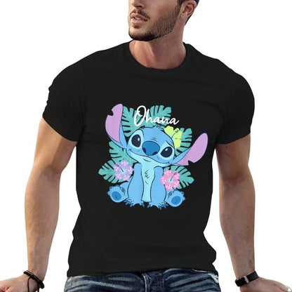 Disney Lilo  Stitch Ohana Adorable Pose Floral Logo  Versatile T-Shirt