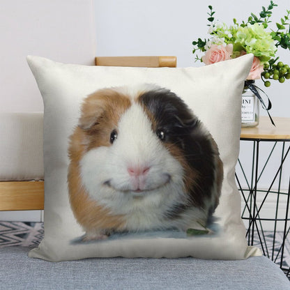 Keep Smiling with Angeelo The Guinea Pig! Linen Throw Pillow Cover