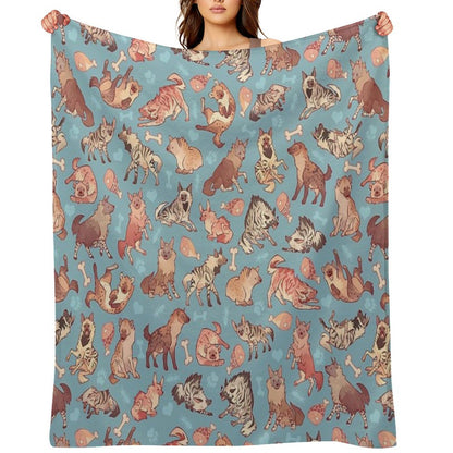 Hyenas in Cerulean Throw Blanket