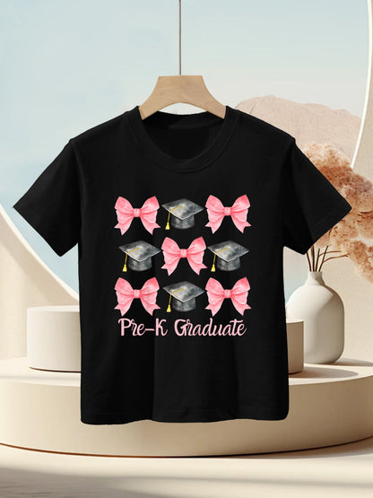 Kids Cute Pre-K Graduation Pre-K Graduate Pink Bow Girl Gift Kids T-Shirt