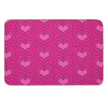 Heart Pattern Pink Magenta And Black Bath Mat