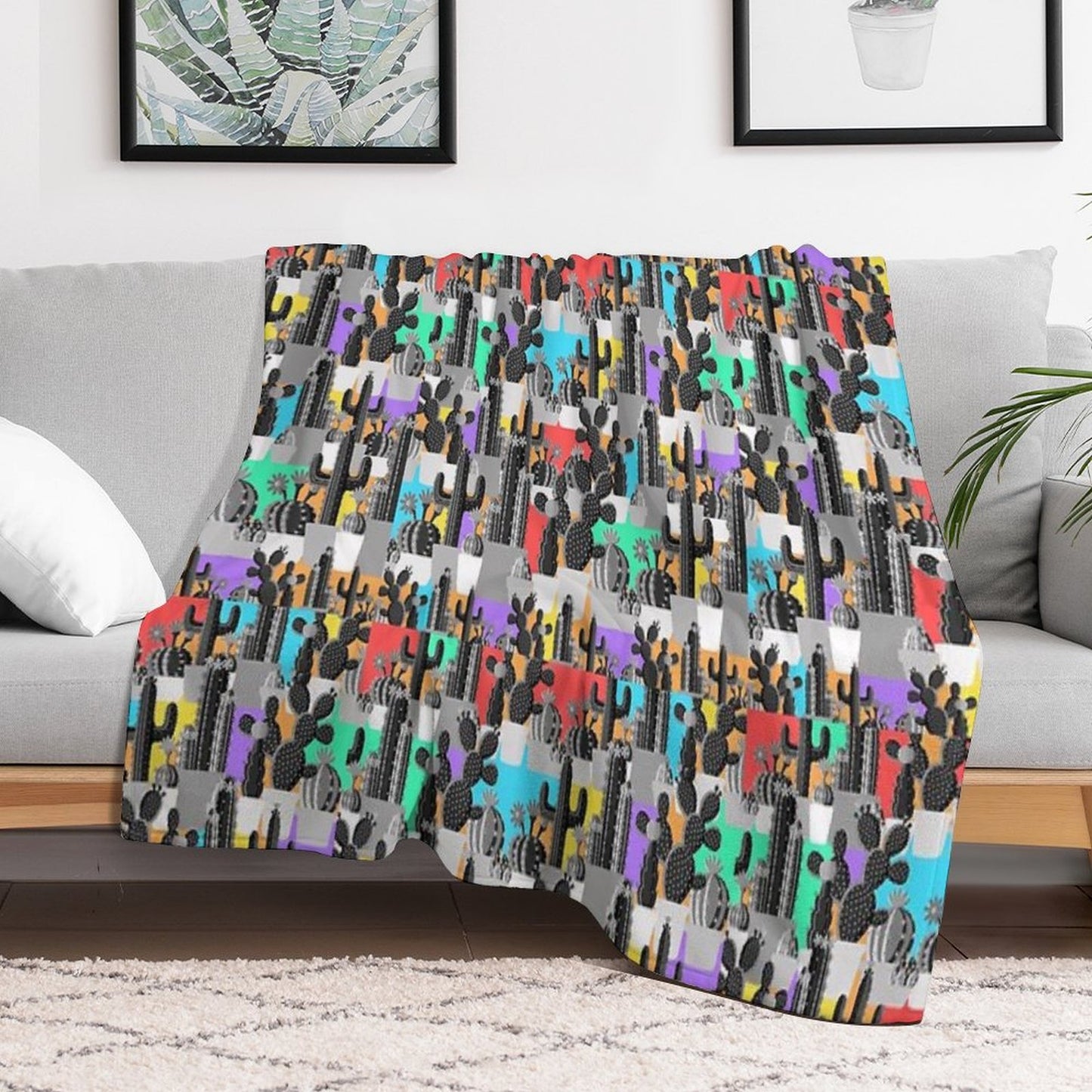 Happy Cactus Throw Blanket