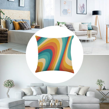 70s Retro Aesthetic Linen Throw Pillow Cover