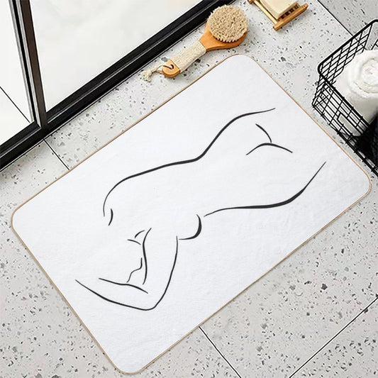 Minimal Female Body Line Art Bath Mat