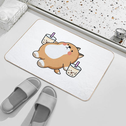 Lazy Shiba Loves Boba! Bath Mat