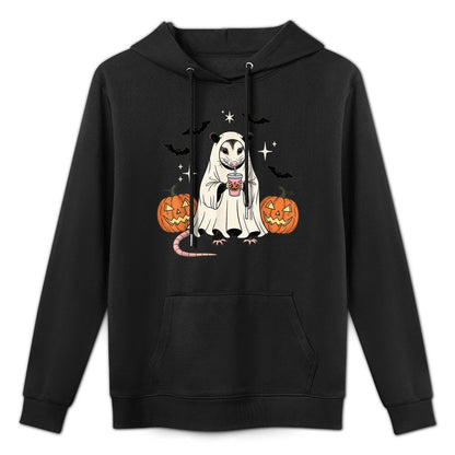 Spooky Possum Ghost Pumpkin Halloween Funny Cute Colorfast Hoodie