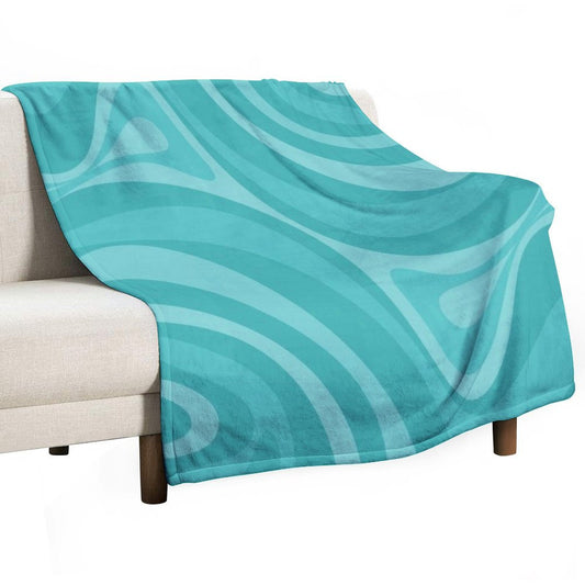 New Groove Retro Liquid Swirl Abstract Pattern in Turquoise Teal Throw Blanket