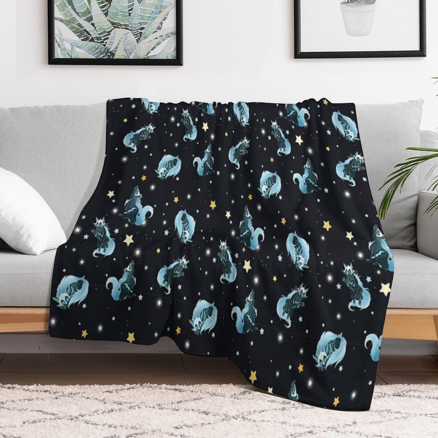 Cosmic Wolf Throw Blanket