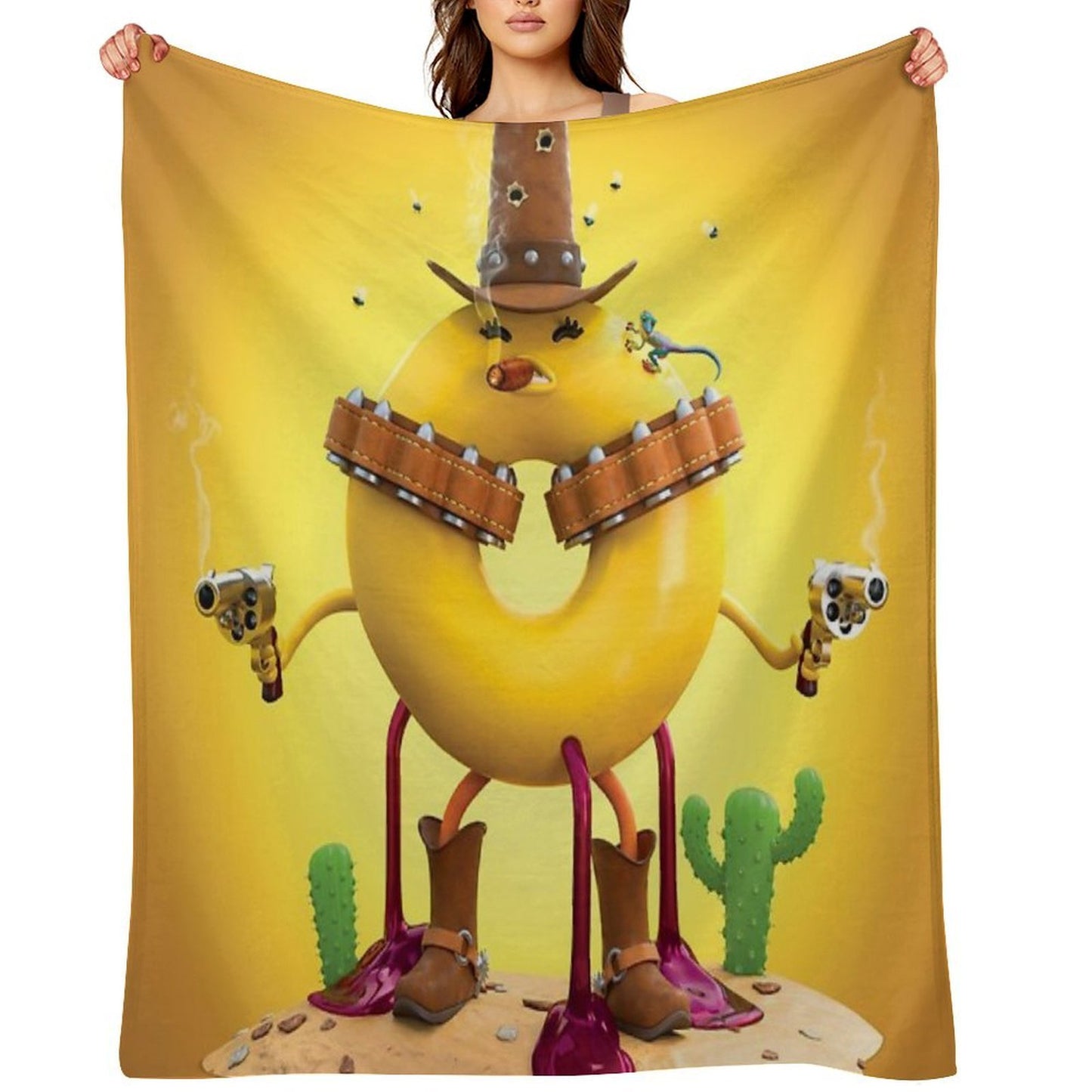 Daisy Donut Goes West Throw Blanket