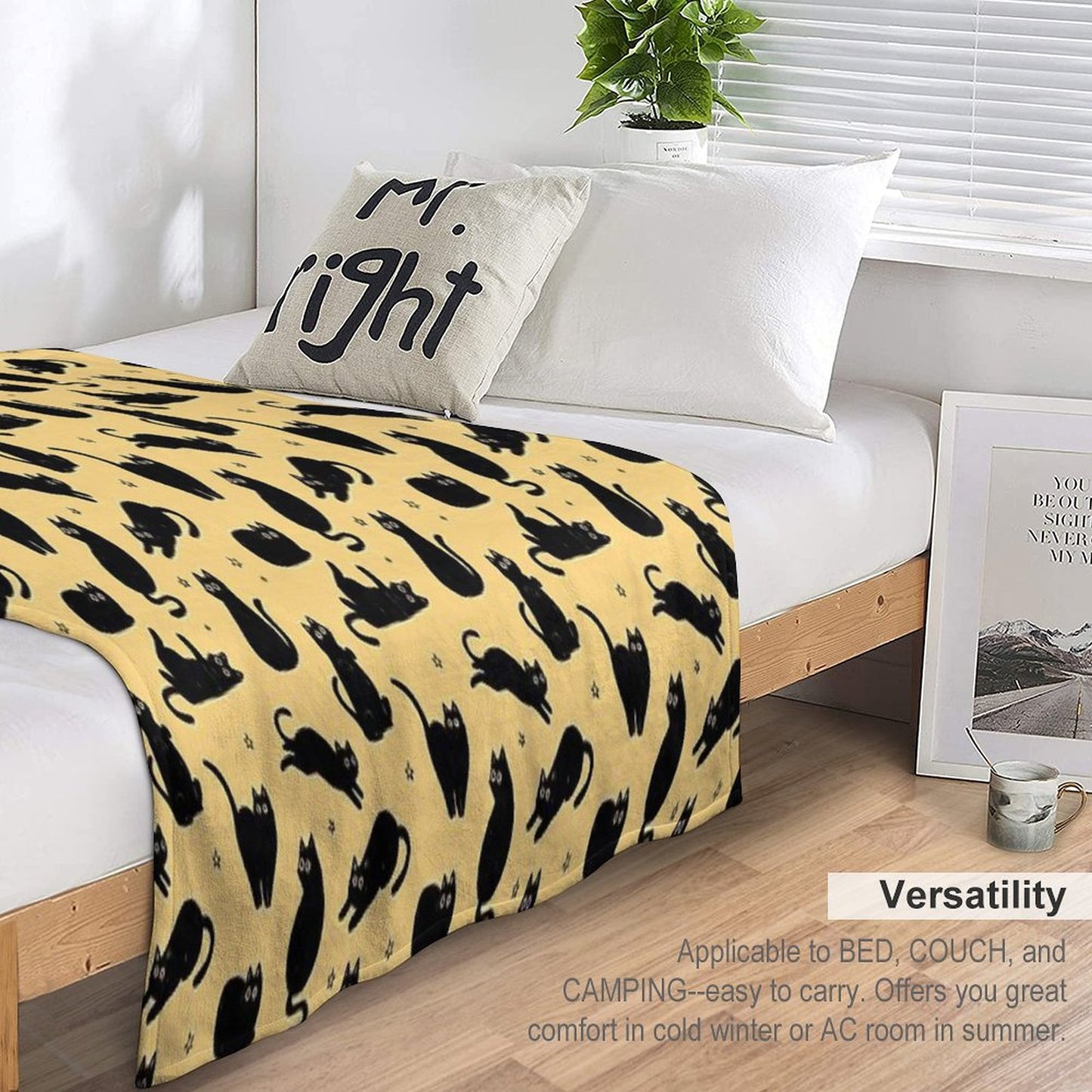 Black Cat Pattern Throw Blanket