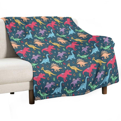 Dino Party - Dinosaur Pattern Throw Blanket